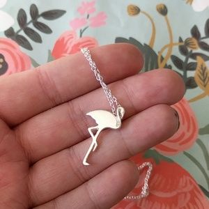 Nwot silver flamingo charm dainty necklace.